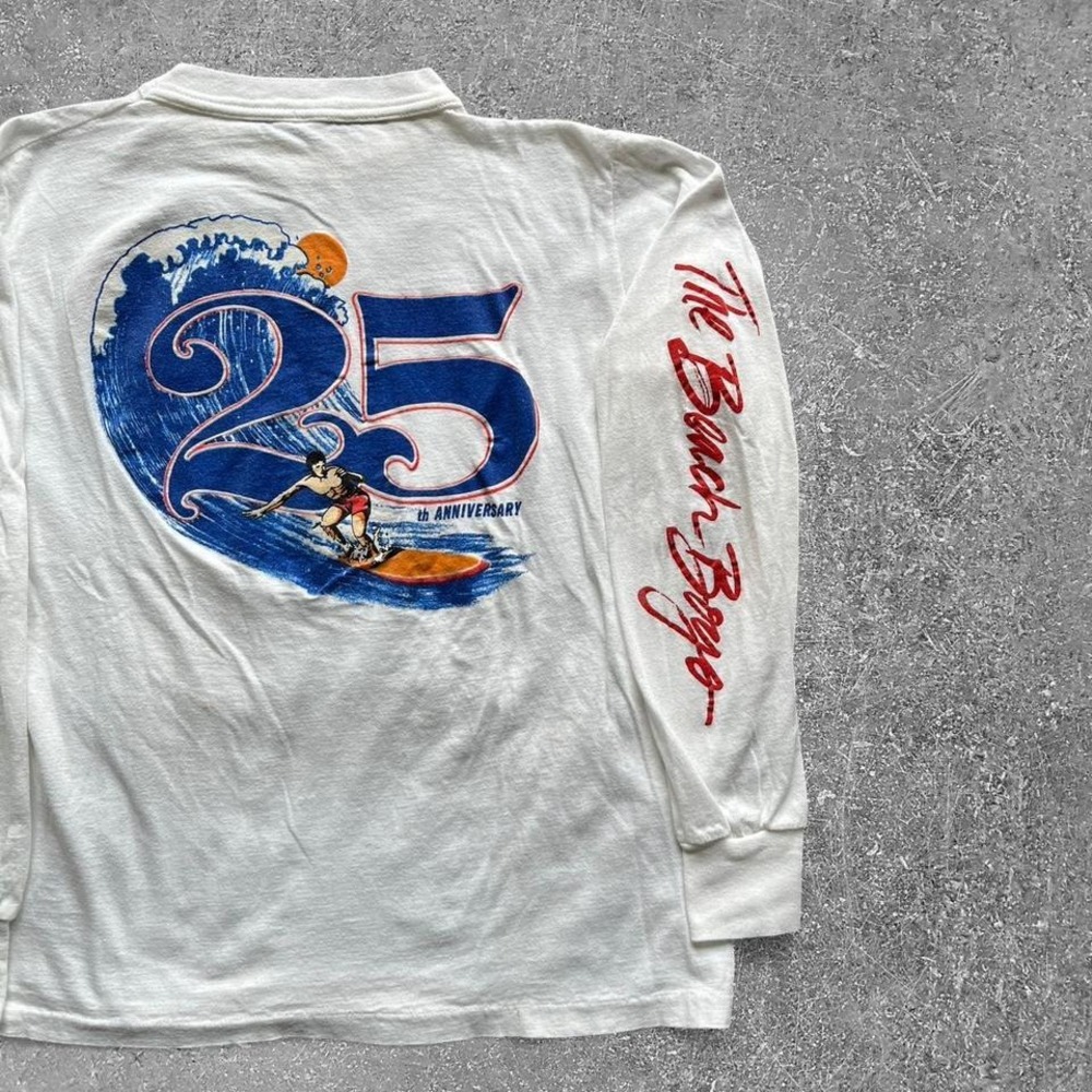 Vintage The Beach Boys 25th Anniversary Tour Shirt 80s Sunkist Long Sleeve White
